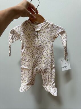 Organic Floral Footed One-Piece - Cream with Lavender Floral Carter’s Newborn